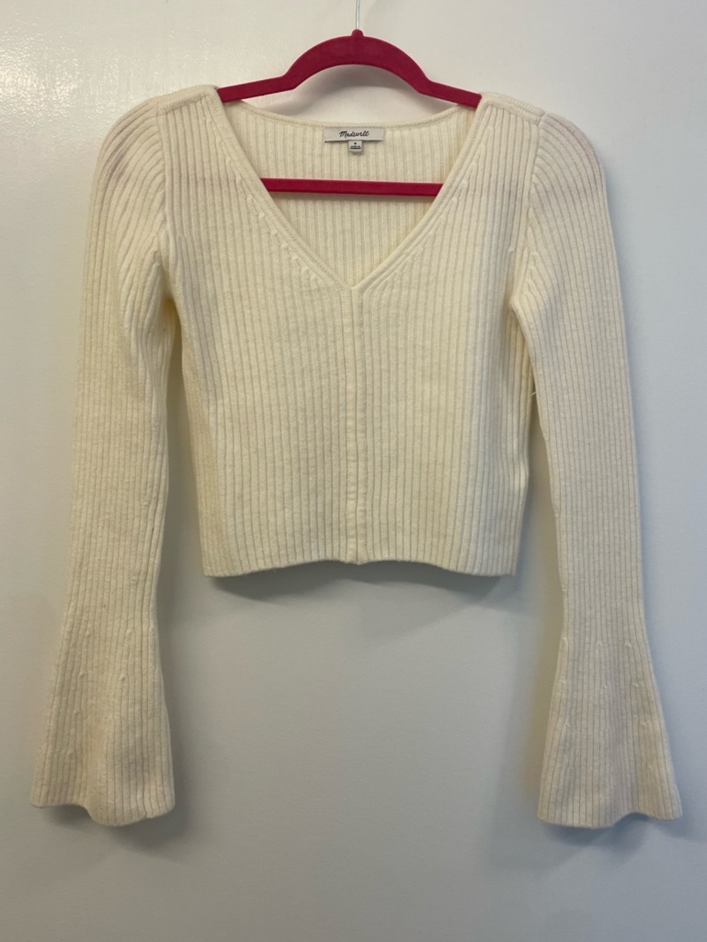 Madewell Cream Ribbed Knit Top